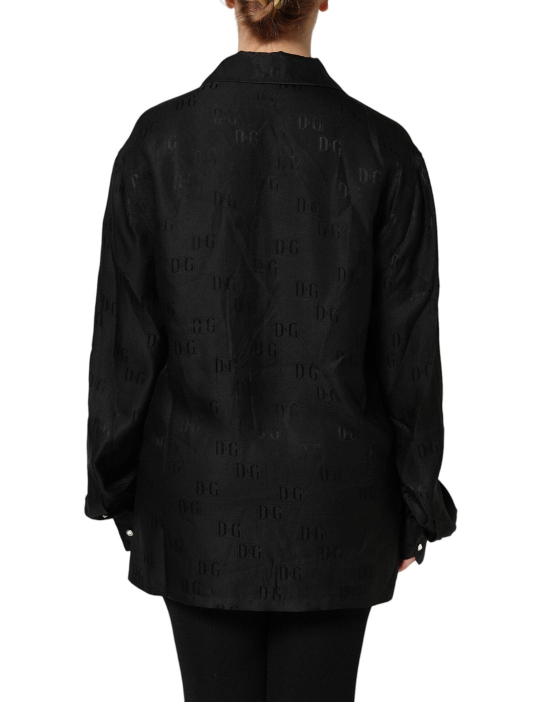 Dolce & Gabbana Black Silk DG Embroidery Long Sleeves Top - RIMODA