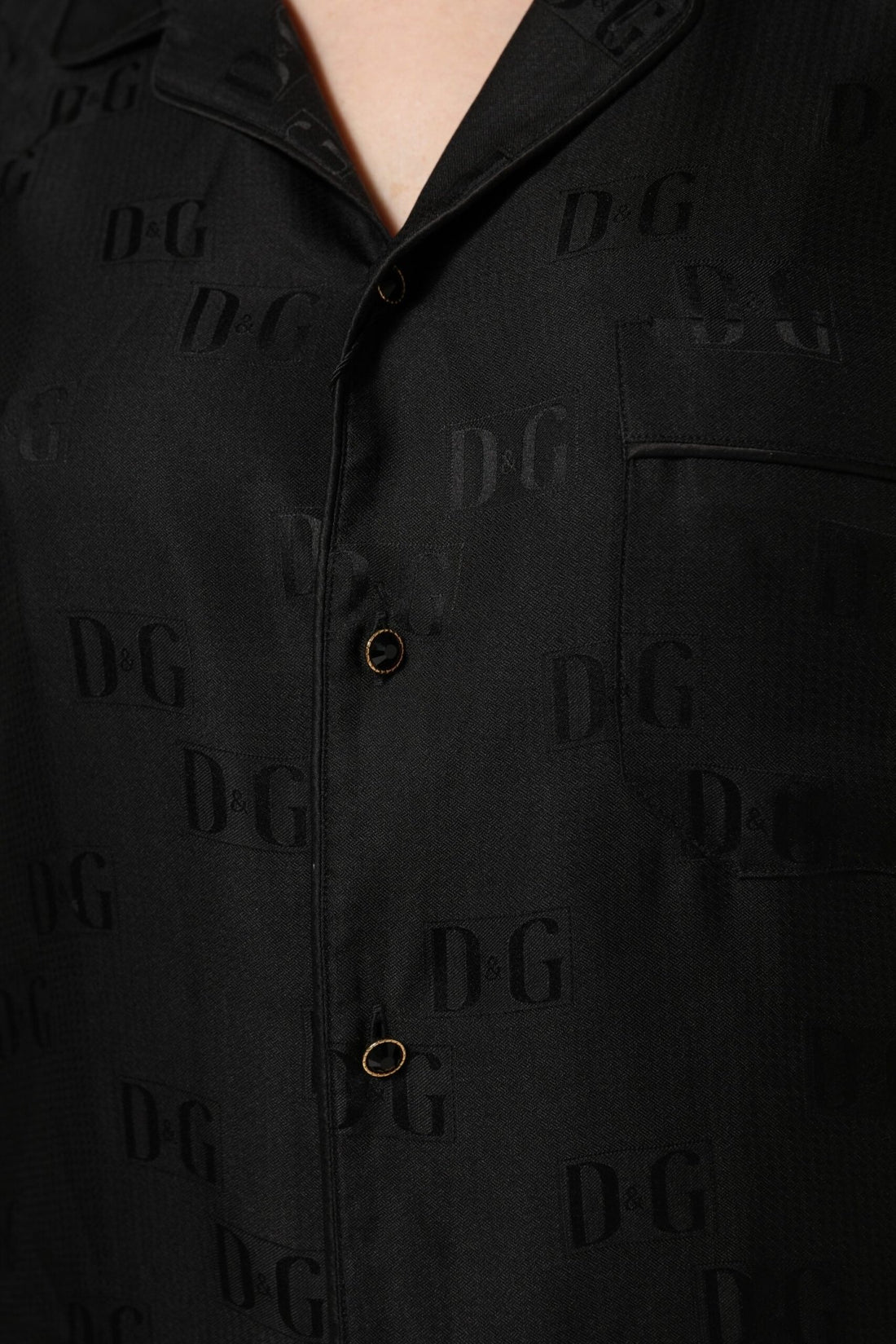 Dolce & Gabbana Black Silk DG Embroidery Long Sleeves Top - RIMODA