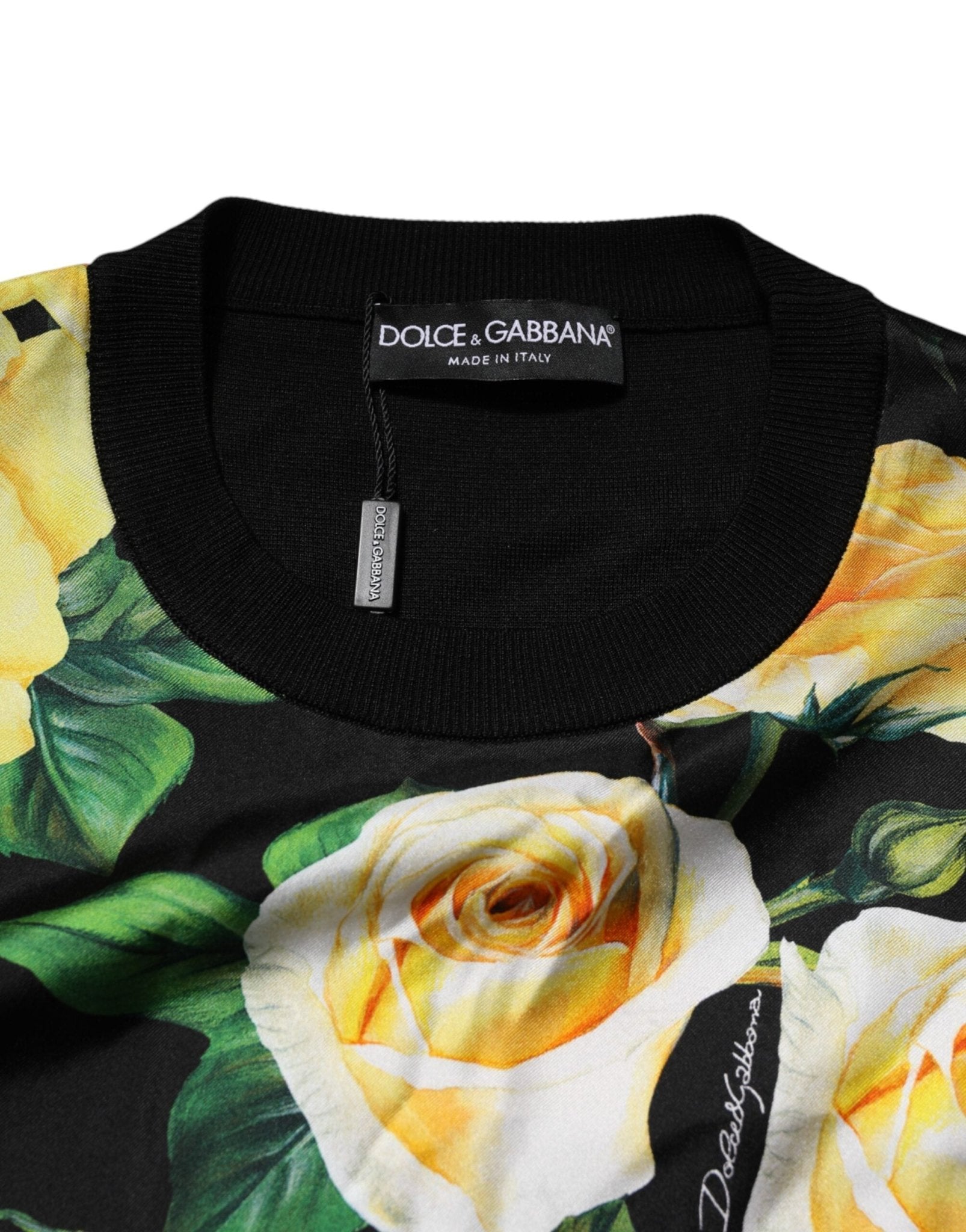 Dolce & Gabbana Black Silk Floral Crew Neck Pullover Sweater - RIMODA