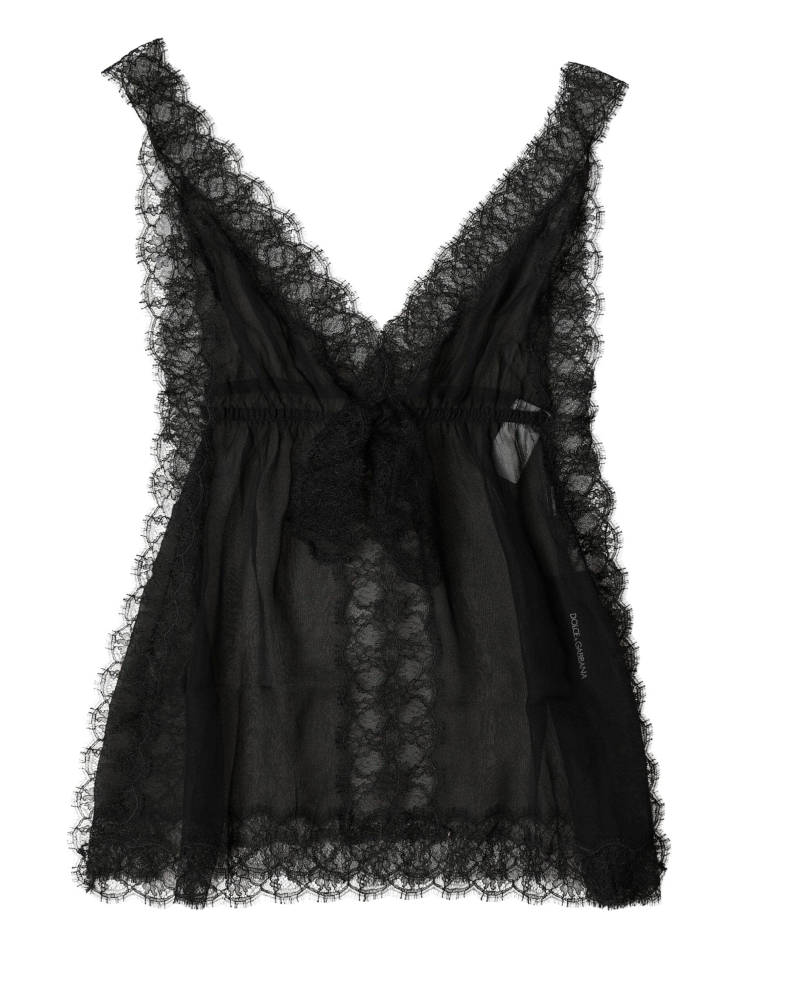 Dolce & Gabbana Black Silk Floral Lace Lingerie Top Underwear - RIMODA