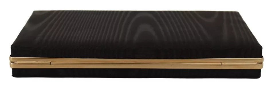 Dolce & Gabbana Black Silk Gold Frame Clutch Evening Party Purse Bag - RIMODA