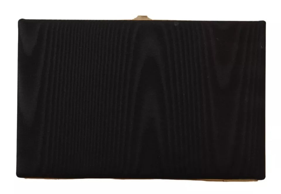 Dolce & Gabbana Black Silk Gold Frame Clutch Evening Party Purse Bag - RIMODA