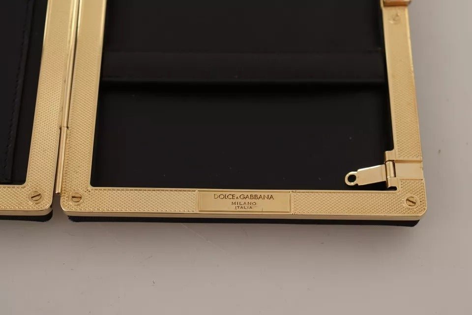 Dolce & Gabbana Black Silk Gold Frame Clutch Evening Party Purse Bag - RIMODA