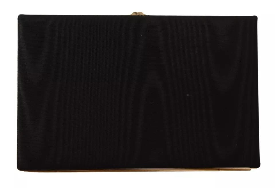 Dolce & Gabbana Black Silk Gold Frame Clutch Evening Party Purse Bag - RIMODA