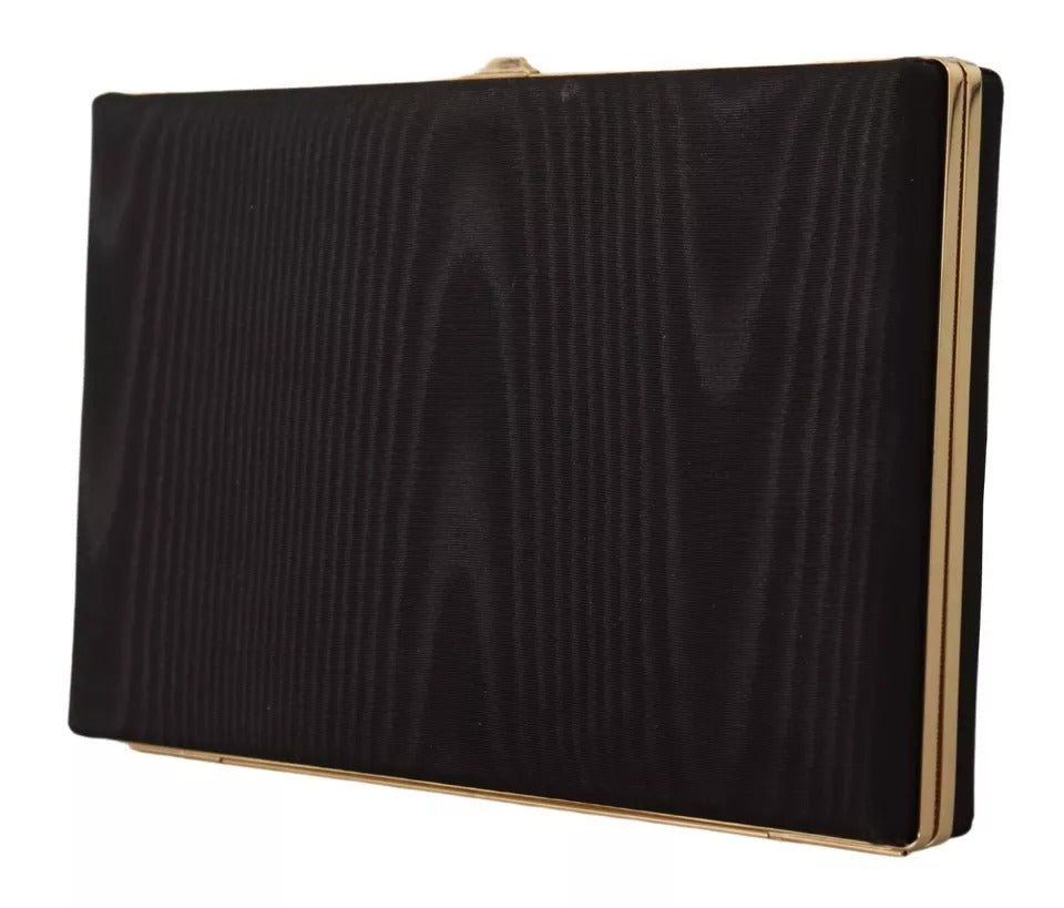 Dolce & Gabbana Black Silk Gold Frame Clutch Evening Party Purse Bag - RIMODA