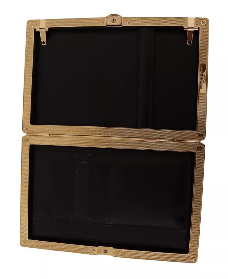 Dolce & Gabbana Black Silk Gold Frame Clutch Evening Party Purse Bag - RIMODA