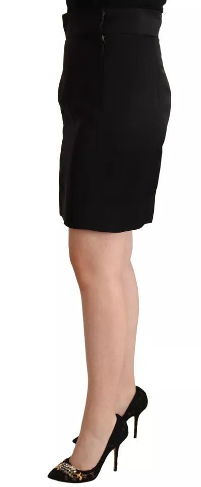 Dolce & Gabbana Black Silk High Waist Mini Pencil Cut Skirt - RIMODA