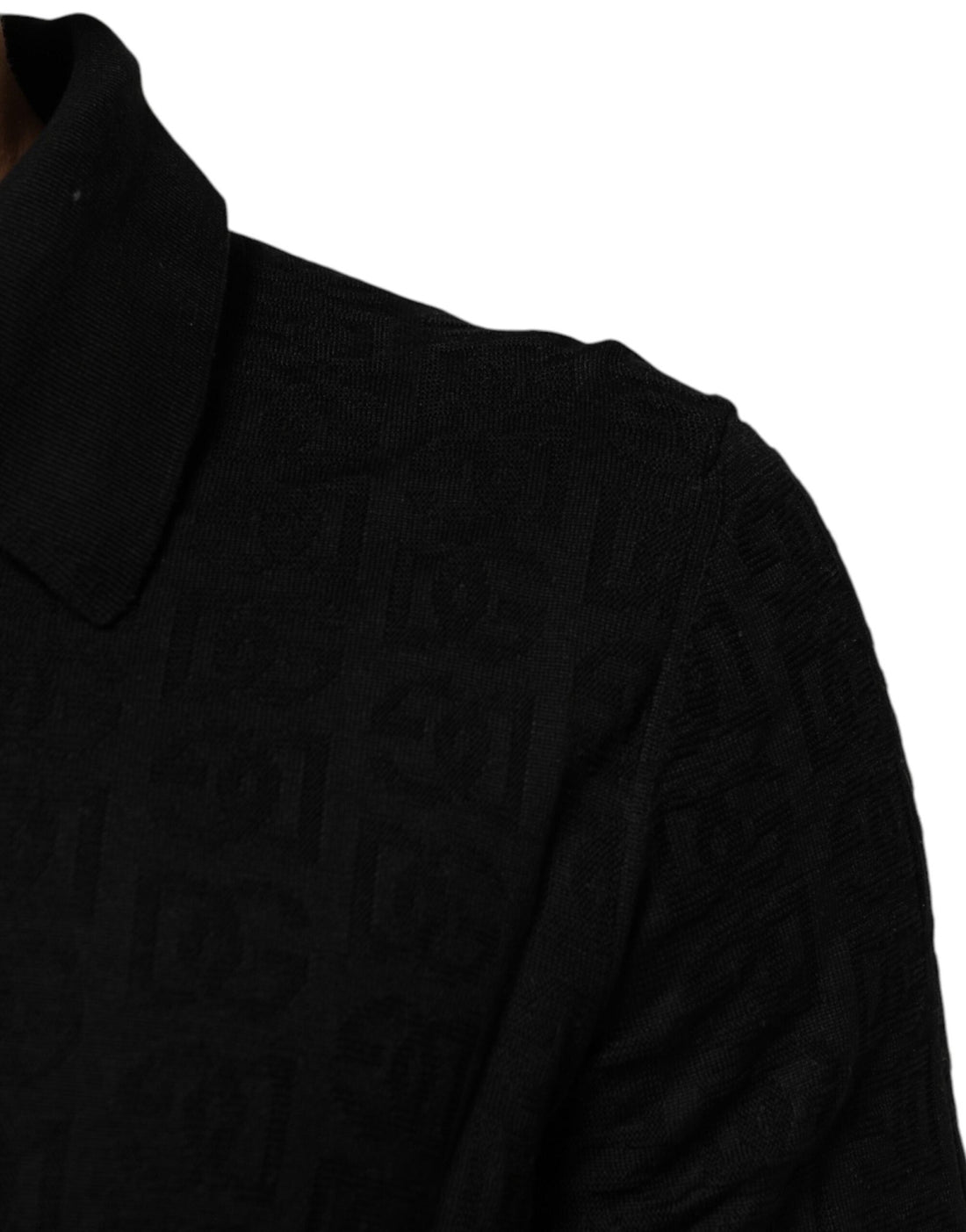 Dolce & Gabbana Black Silk Jacquard DG Polo Shirt T-shirt - RIMODA
