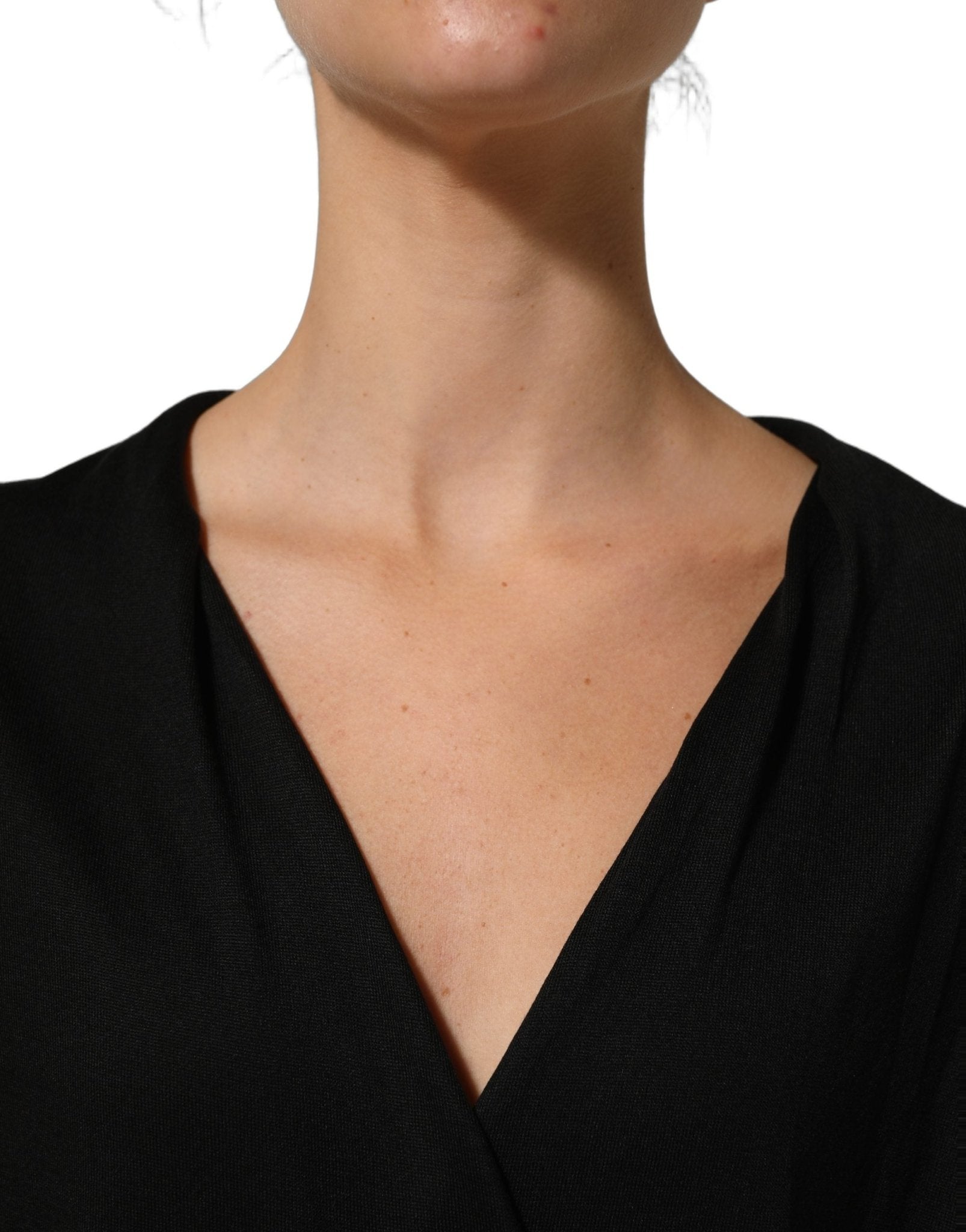 Dolce & Gabbana Black Silk Long Sleeves Draped Blouse Top - RIMODA