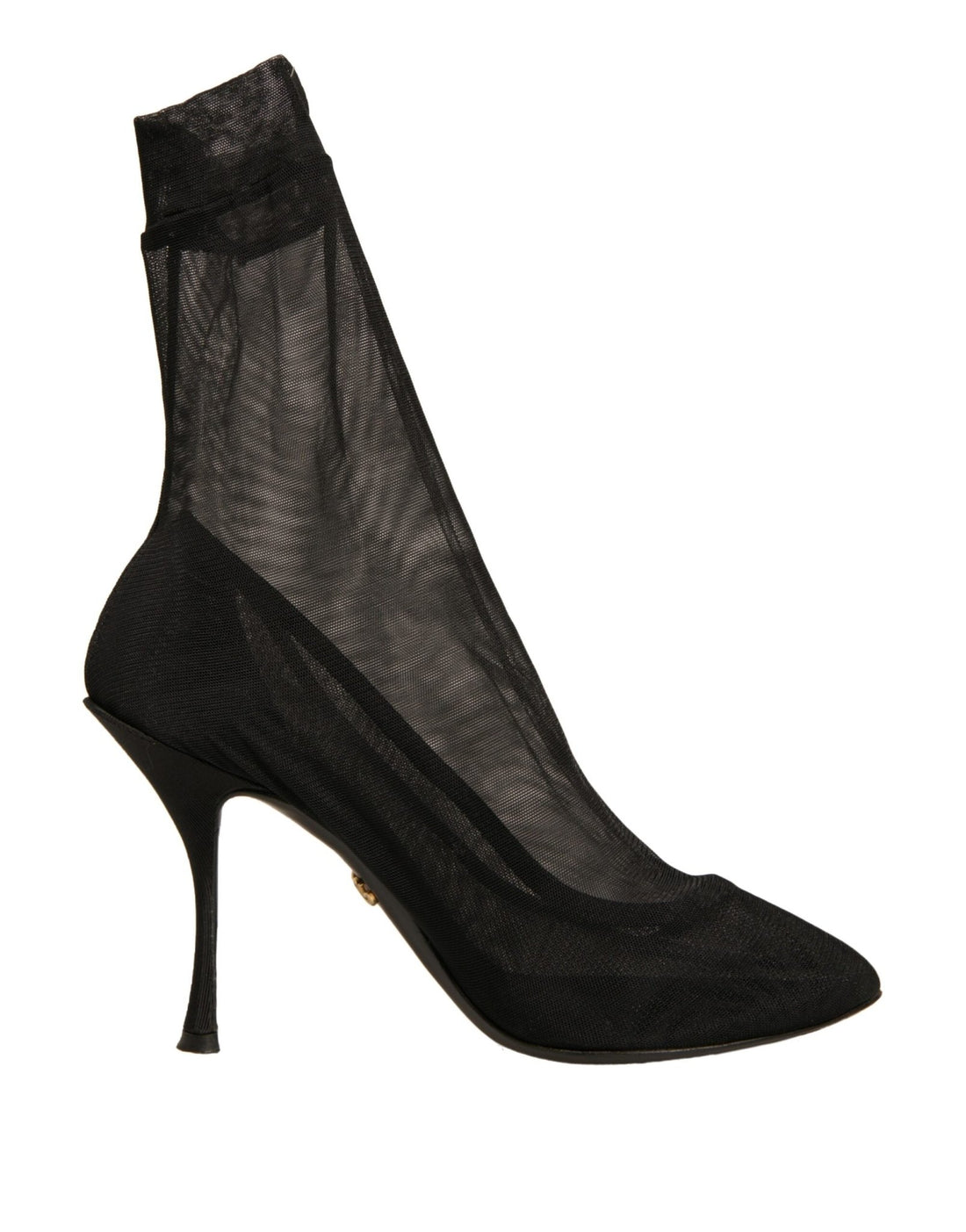 Dolce & Gabbana Black Silk Mesh Sock Style Heels Boots Shoes - RIMODA