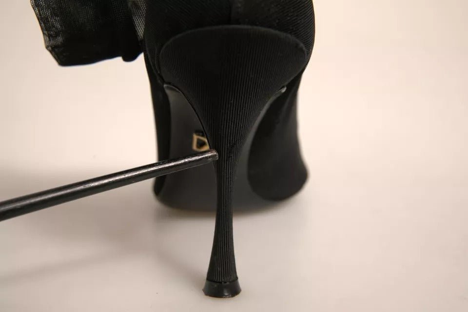 Dolce & Gabbana Black Silk Mesh Sock Style Heels Boots Shoes - RIMODA