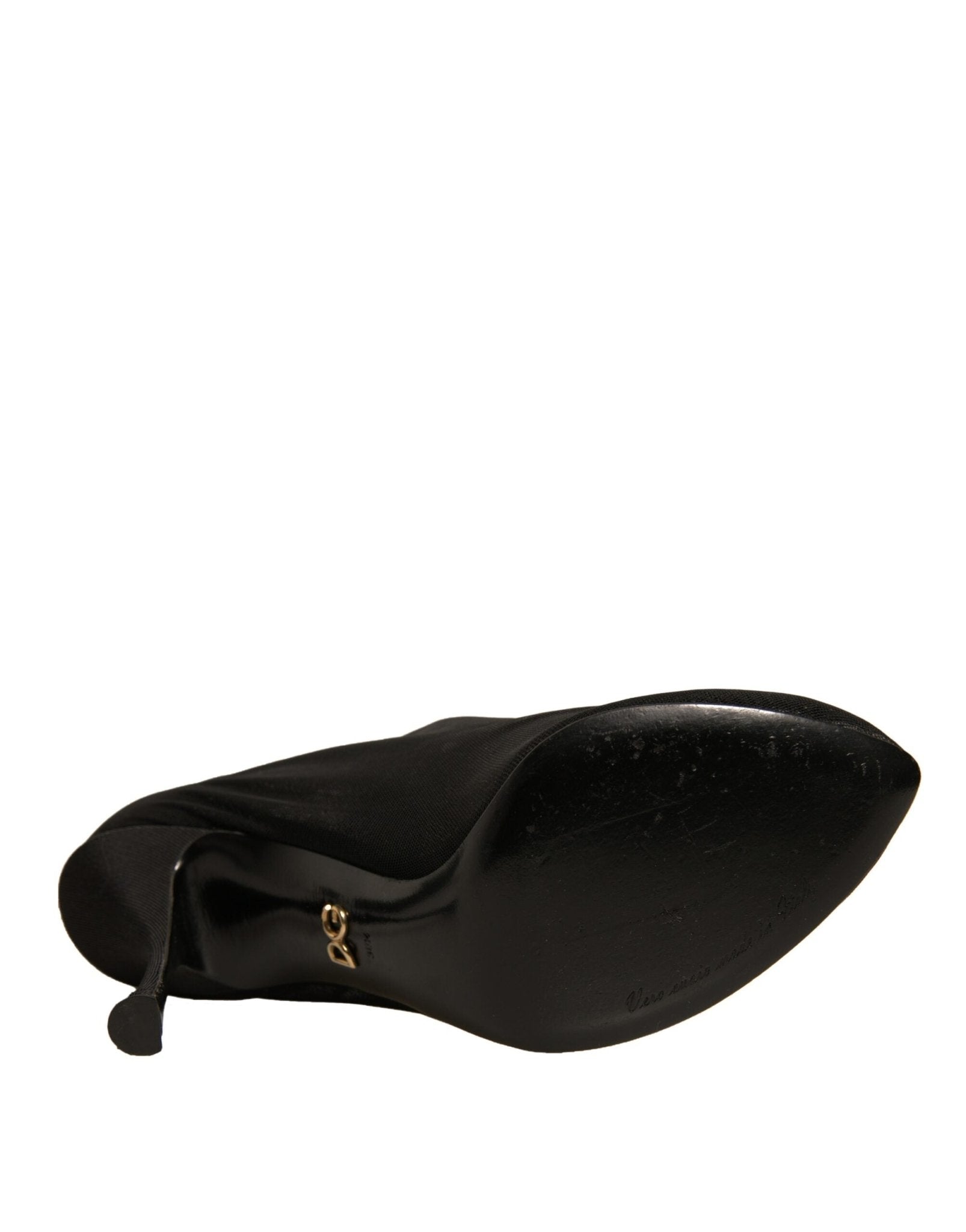 Dolce & Gabbana Black Silk Mesh Sock Style Heels Boots Shoes - RIMODA