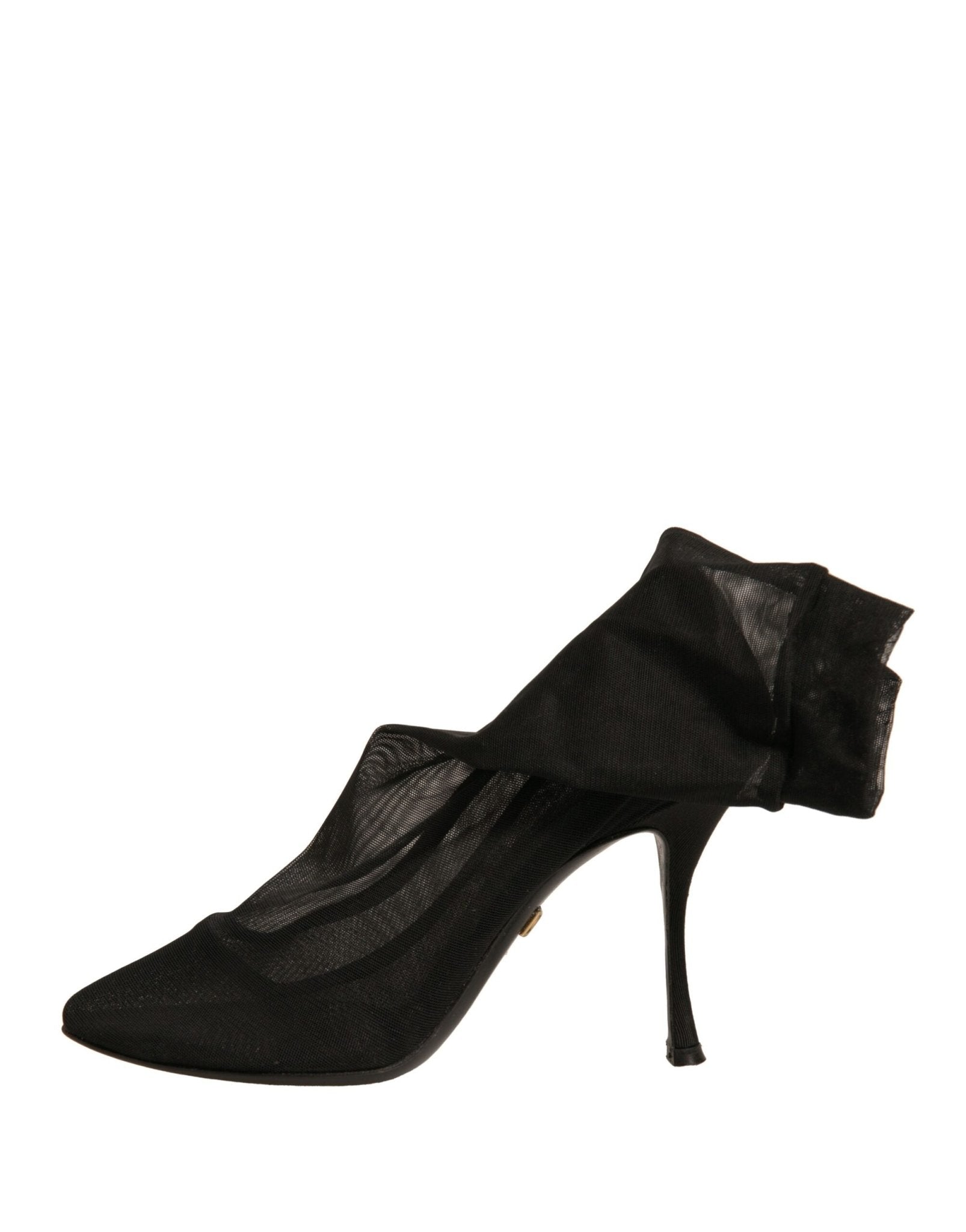 Dolce & Gabbana Black Silk Mesh Sock Style Heels Boots Shoes - RIMODA