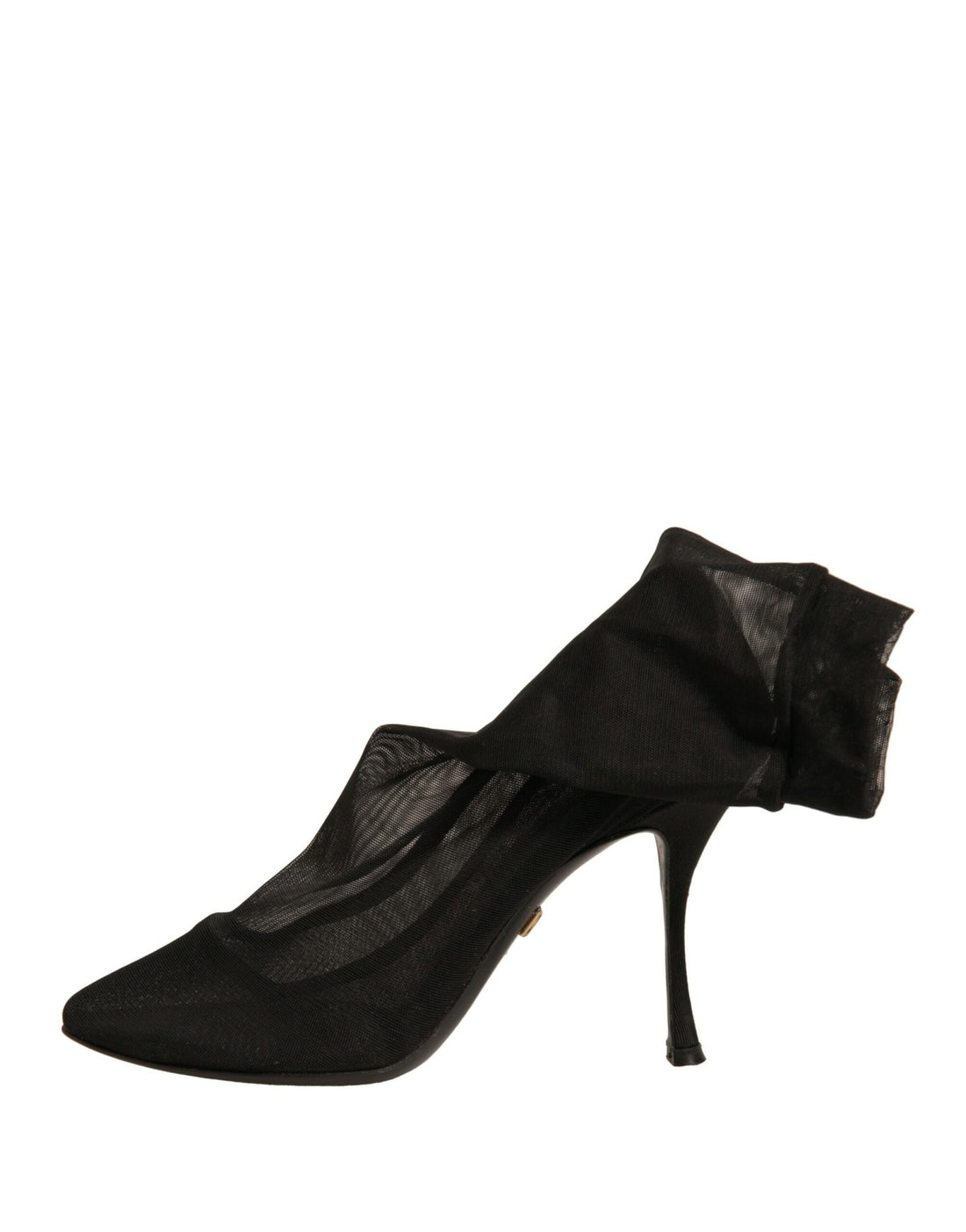 Dolce & Gabbana Black Silk Mesh Sock Style Heels Boots Shoes - RIMODA
