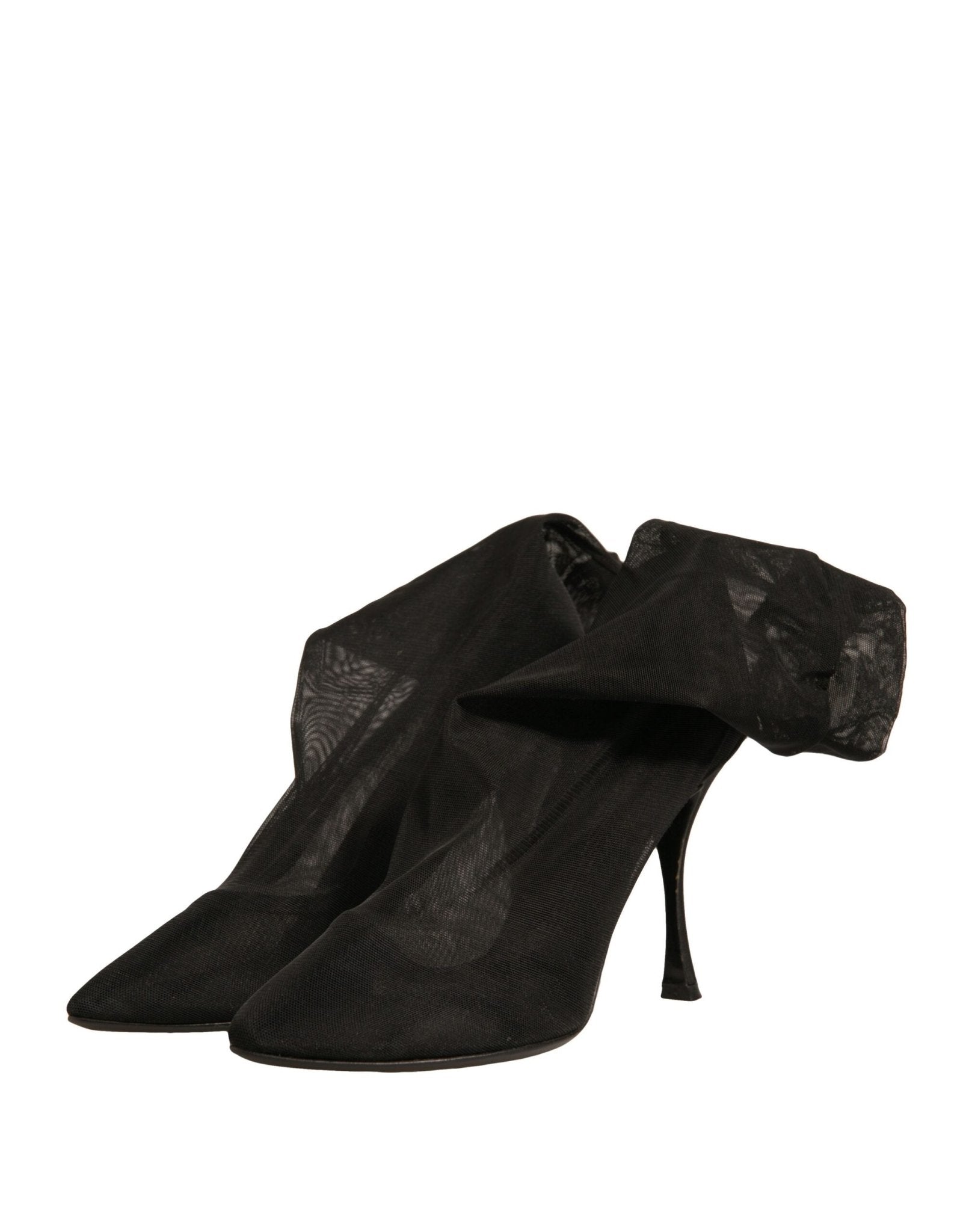 Dolce & Gabbana Black Silk Mesh Sock Style Heels Boots Shoes - RIMODA