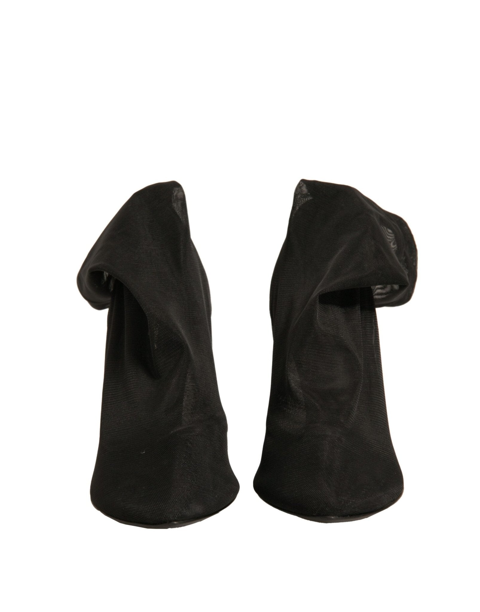 Dolce & Gabbana Black Silk Mesh Sock Style Heels Boots Shoes - RIMODA