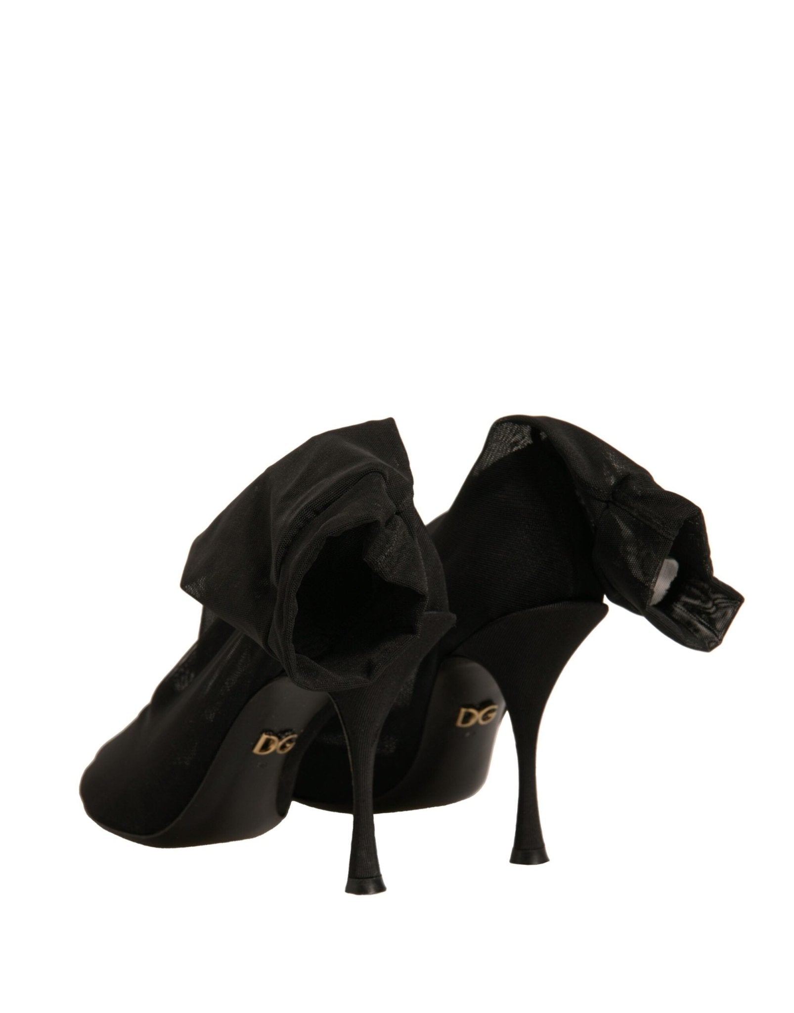 Dolce & Gabbana Black Silk Mesh Sock Style Heels Boots Shoes - RIMODA