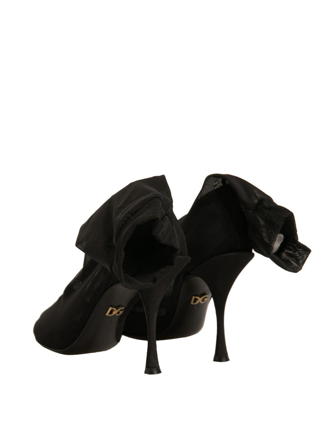 Dolce & Gabbana Black Silk Mesh Sock Style Heels Boots Shoes - RIMODA