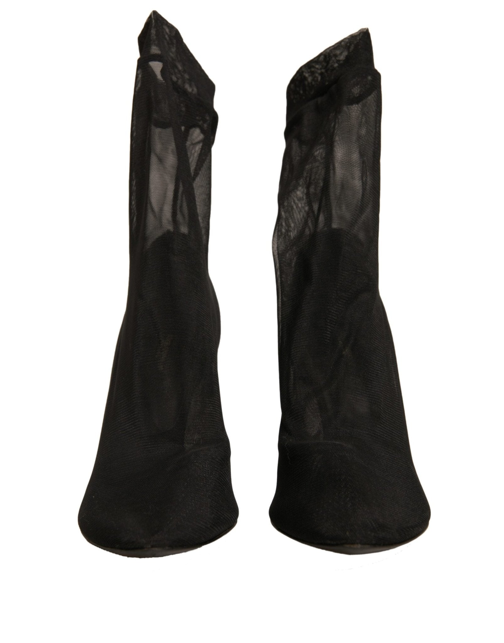 Dolce & Gabbana Black Silk Mesh Sock Style Heels Boots Shoes - RIMODA