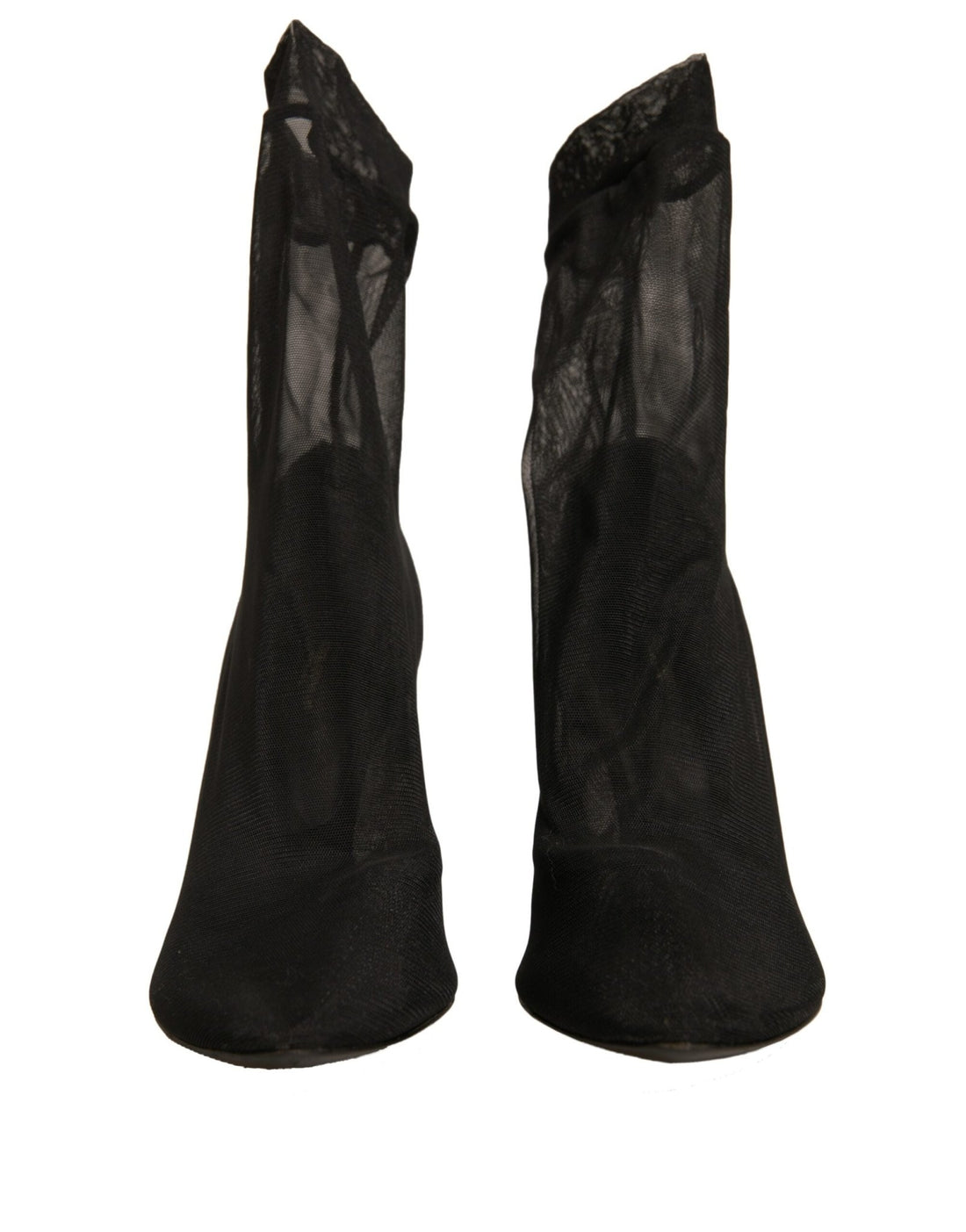 Dolce & Gabbana Black Silk Mesh Sock Style Heels Boots Shoes - RIMODA