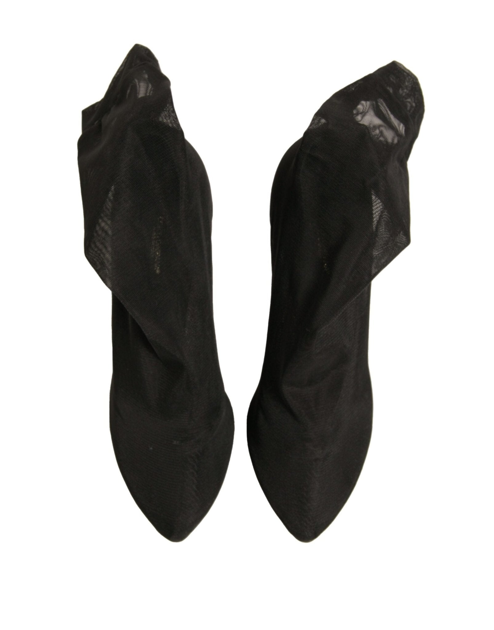 Dolce & Gabbana Black Silk Mesh Sock Style Heels Boots Shoes - RIMODA