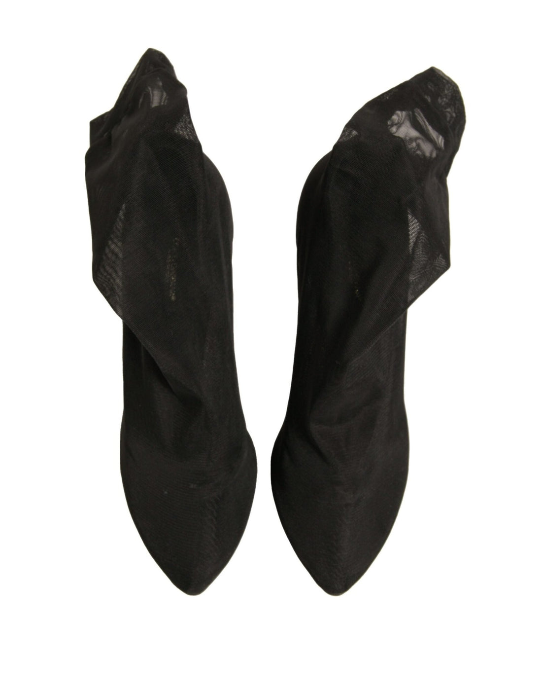 Dolce & Gabbana Black Silk Mesh Sock Style Heels Boots Shoes - RIMODA