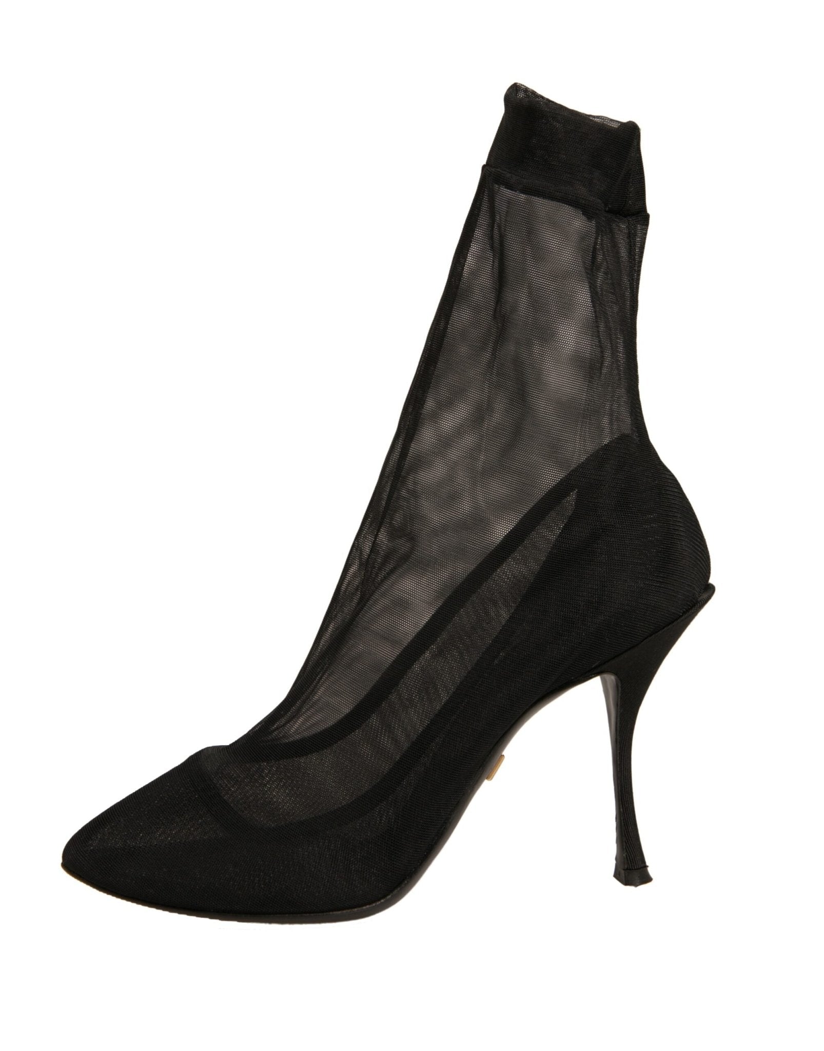 Dolce & Gabbana Black Silk Mesh Sock Style Heels Boots Shoes - RIMODA