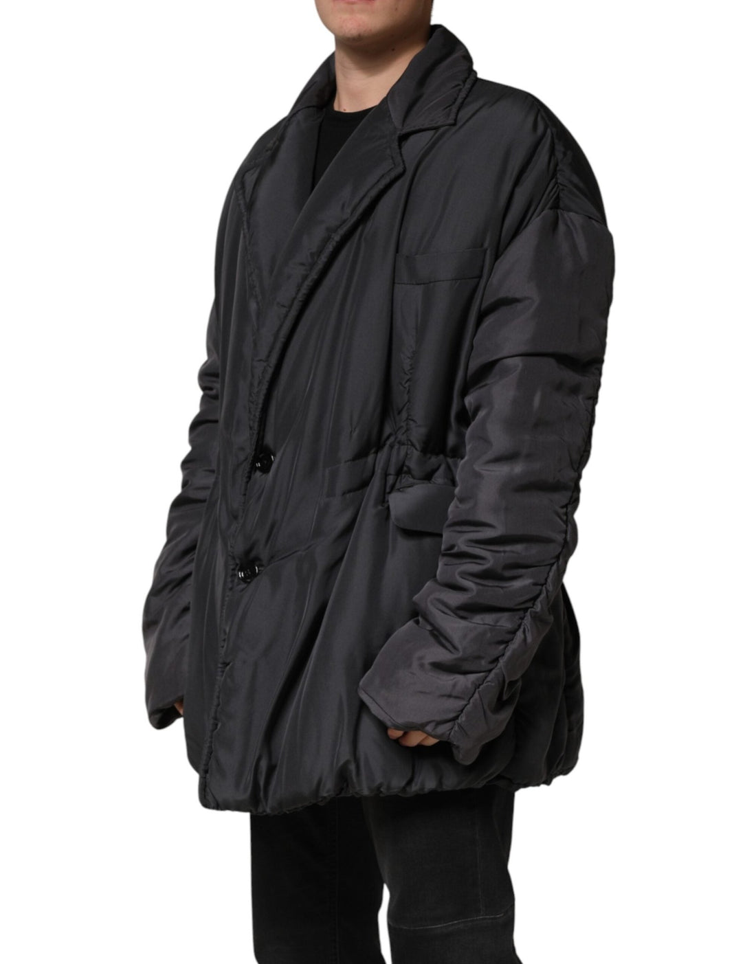 Dolce & Gabbana Black Silk Padded Parka Men Coat Jacket - RIMODA
