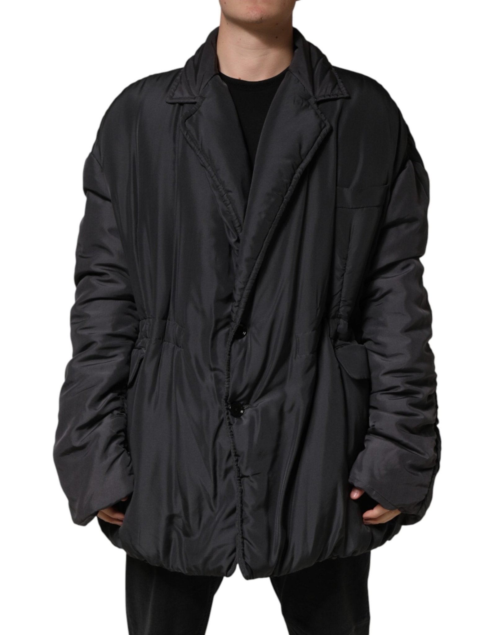 Dolce & Gabbana Black Silk Padded Parka Men Coat Jacket - RIMODA