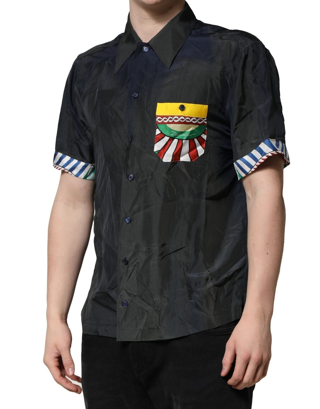 Dolce & Gabbana Black Silk Short Sleeves Men Casual Shirt - RIMODA