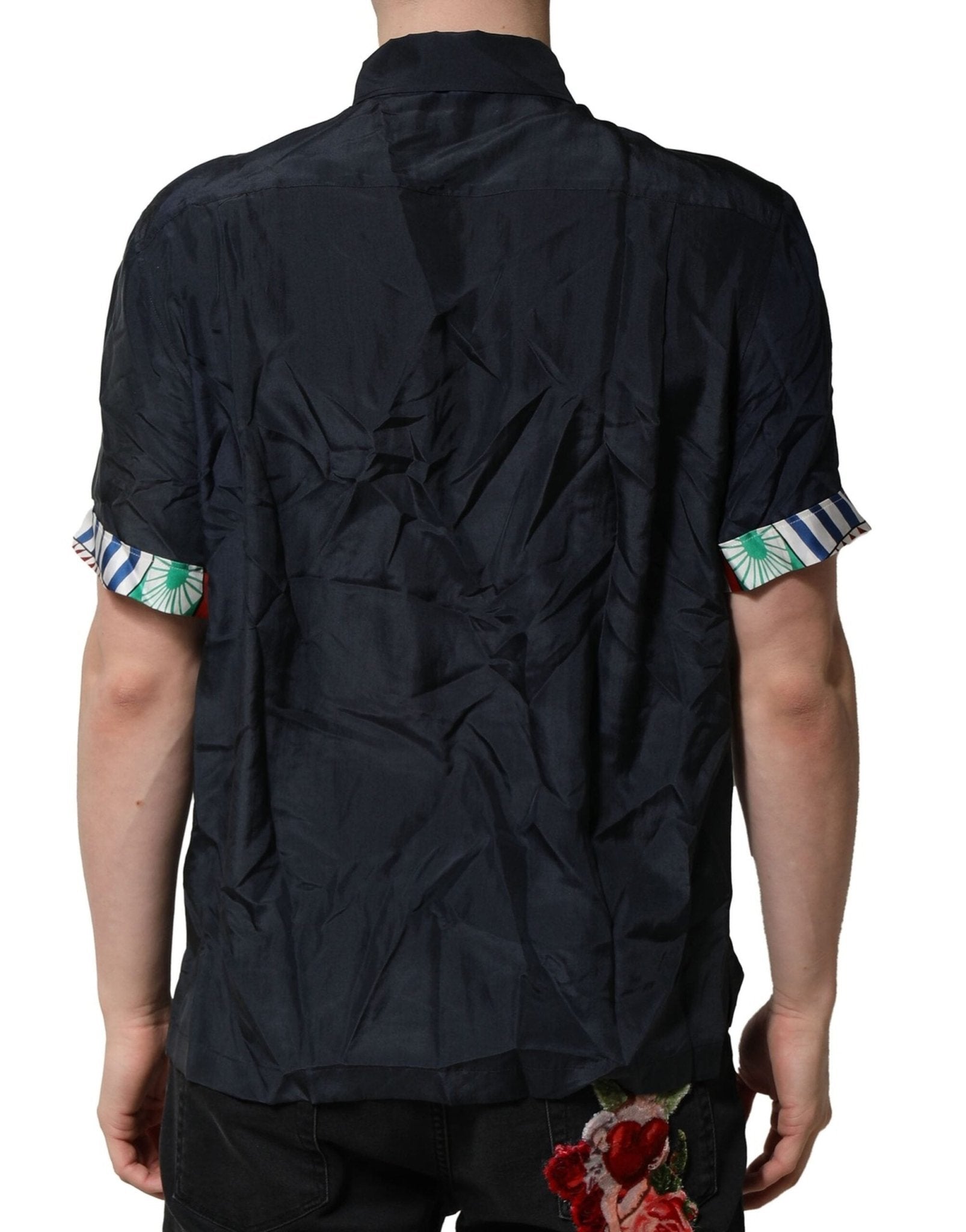 Dolce & Gabbana Black Silk Short Sleeves Men Casual Shirt - RIMODA