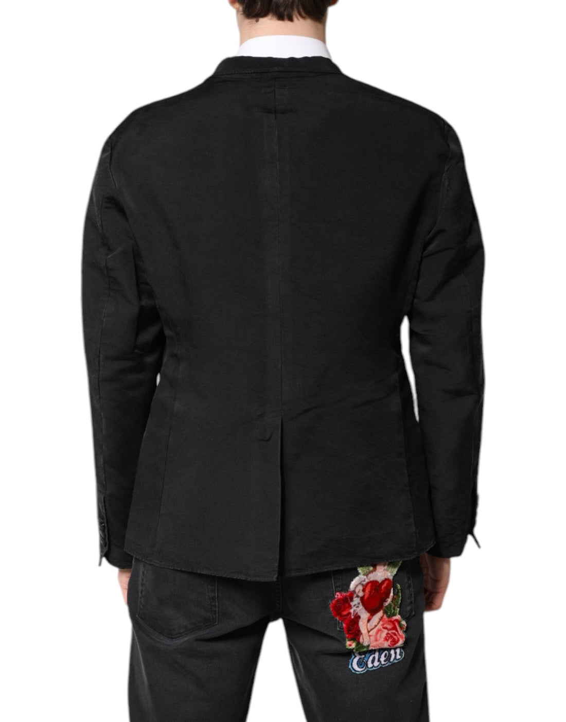 Dolce & Gabbana Black Silk Single Breasted Coat Blazer Suit - RIMODA