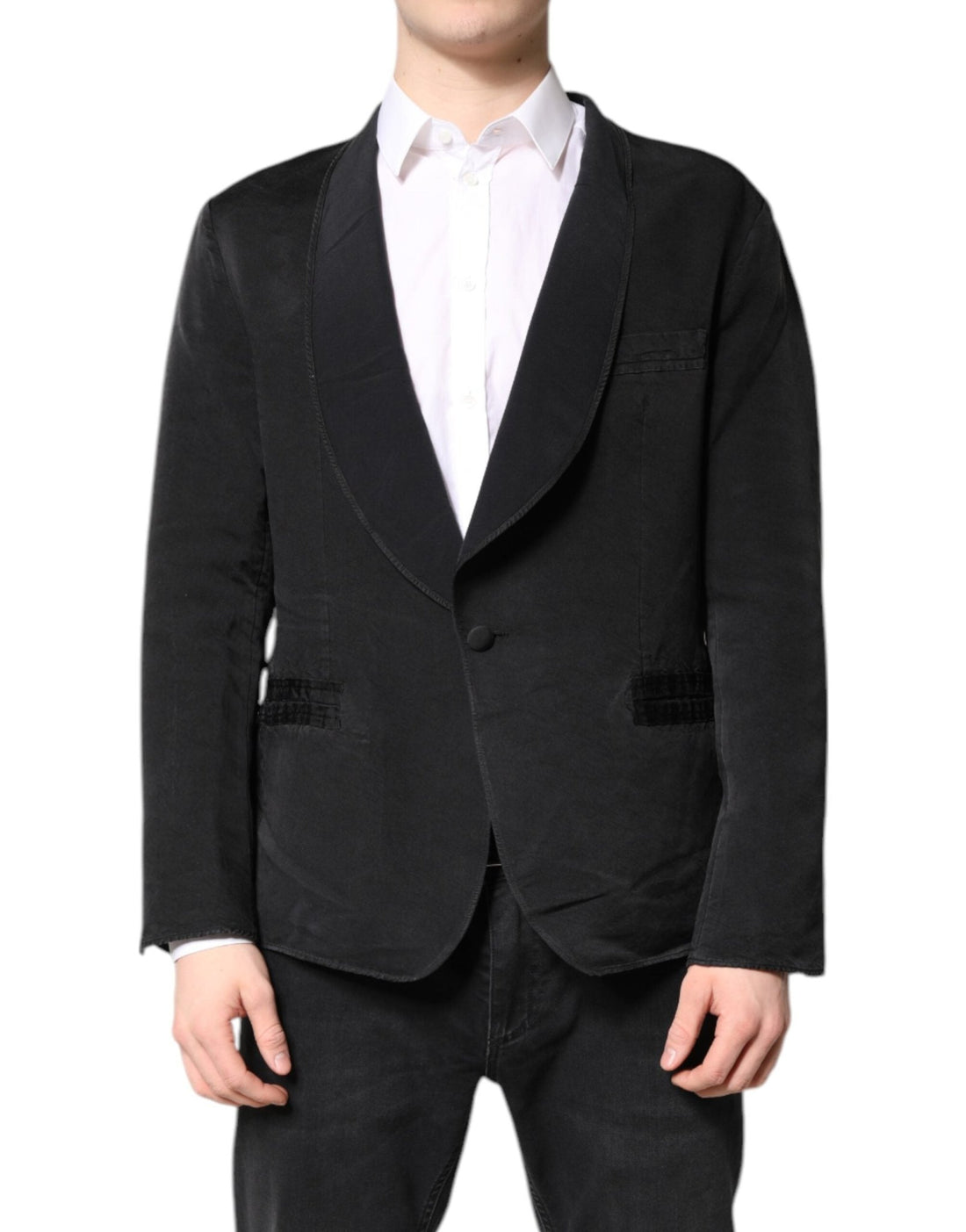 Dolce & Gabbana Black Silk Single Breasted Coat Blazer Suit - RIMODA