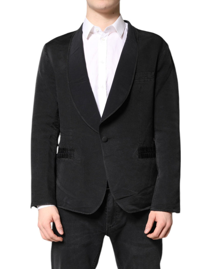Dolce & Gabbana Black Silk Single Breasted Coat Blazer Suit - RIMODA