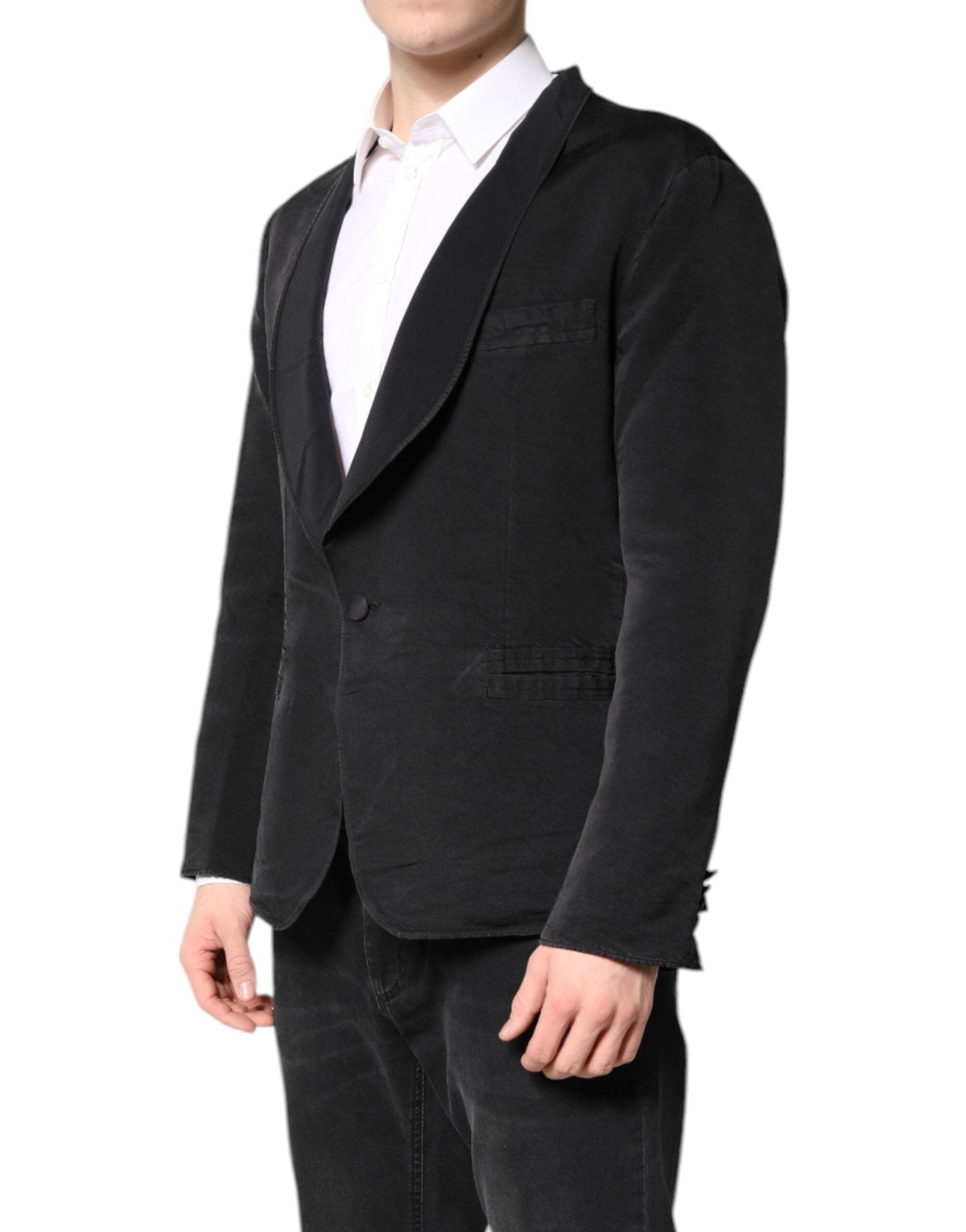 Dolce & Gabbana Black Silk Single Breasted Coat Blazer Suit - RIMODA