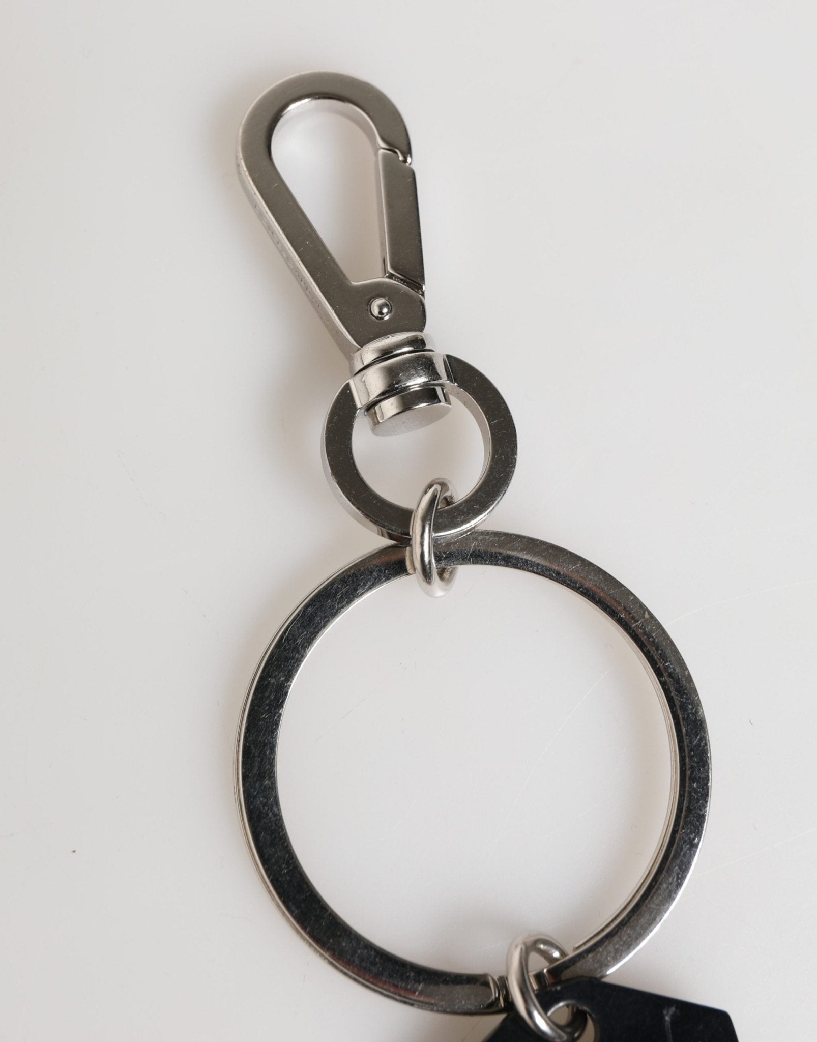 Dolce & Gabbana Black Silver Brass LogoPlaque Metal Ring Keyring Keychain - RIMODA