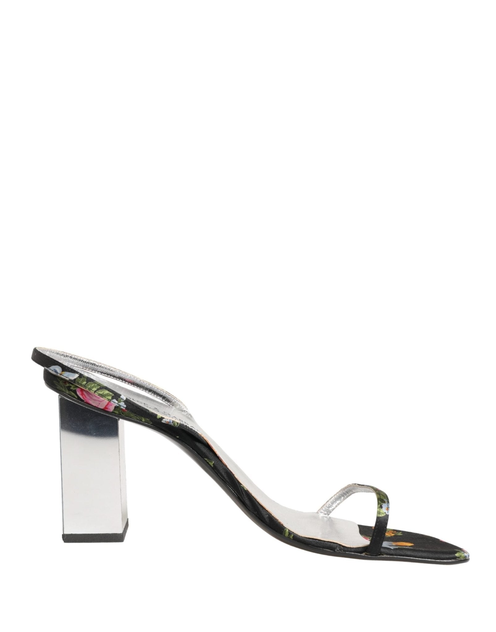 Dolce & Gabbana Black Silver Floral Block Heels Sandals Shoes - RIMODA