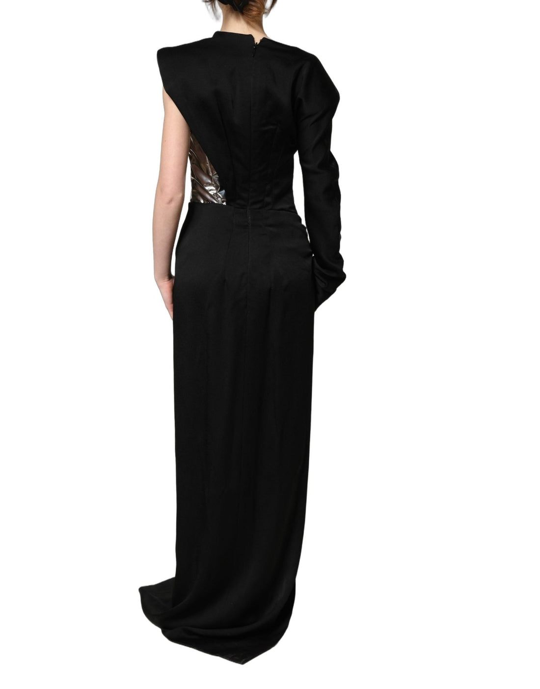 Dolce & Gabbana Black Silver OneShoulder Cocktail Gown Dress - RIMODA