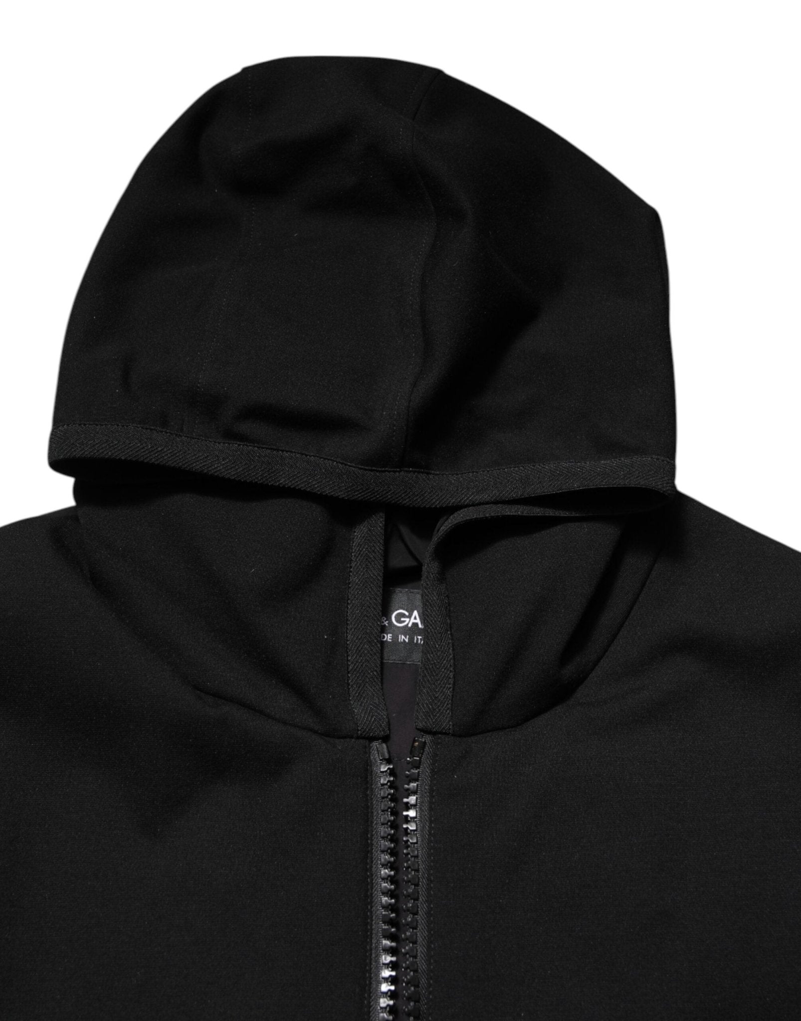 Dolce & Gabbana Black Sleeveless Hooded Logo Plaque Jacket - RIMODA