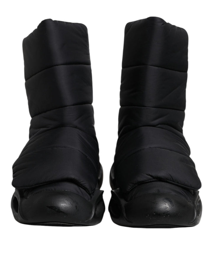 Dolce & Gabbana Black Slip On Wave Quilted Sneakers Shoes - RIMODA