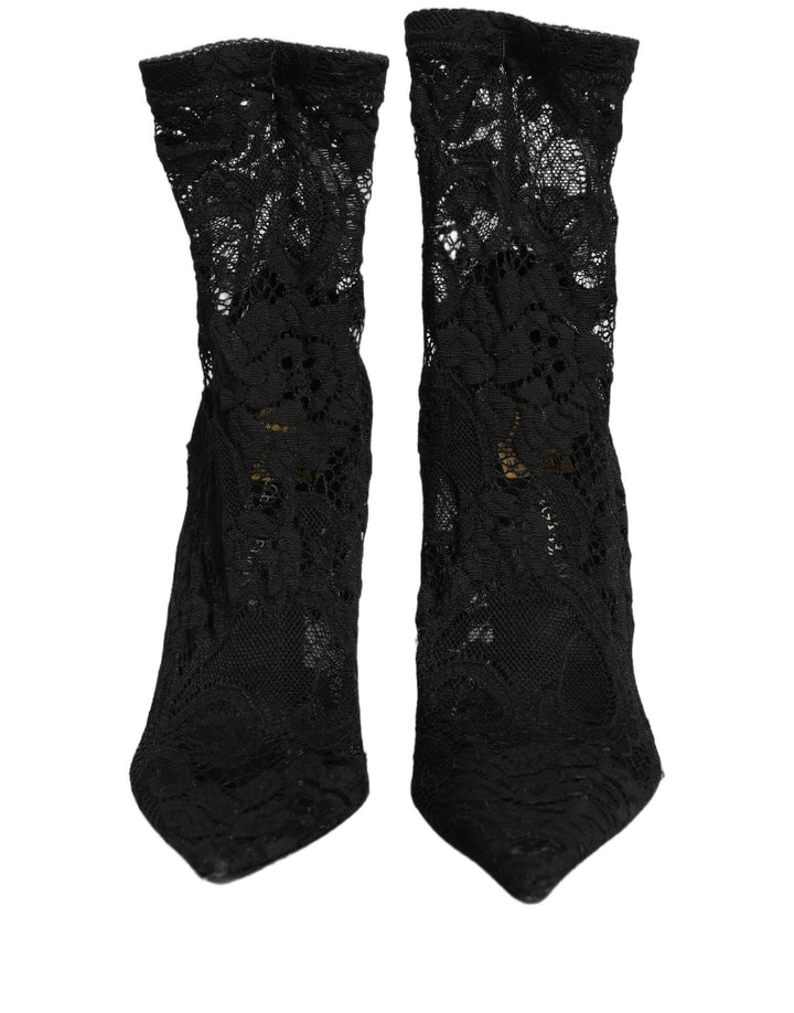 Dolce & Gabbana Black Socks Taormina Lace Pumps Boots Shoes - RIMODA