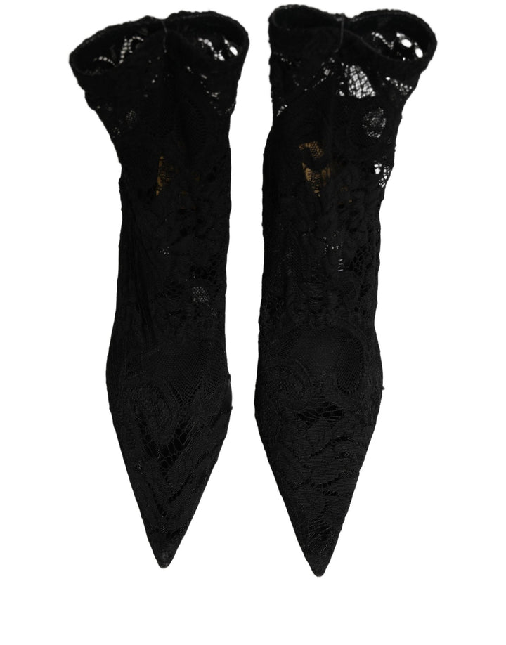Dolce & Gabbana Black Socks Taormina Lace Pumps Boots Shoes - RIMODA