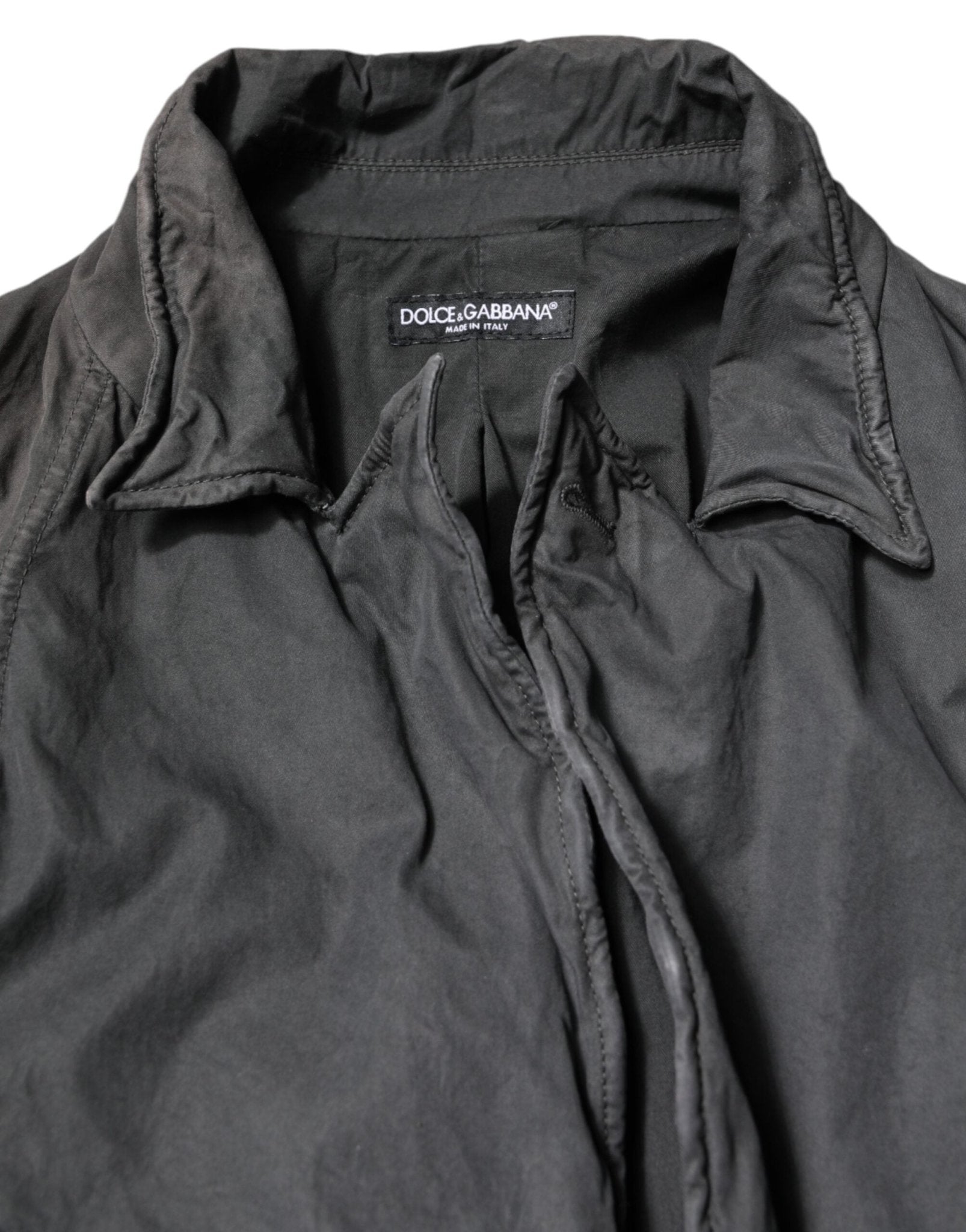 Dolce & Gabbana Black Solid Cotton Collared Coat Jacket - RIMODA