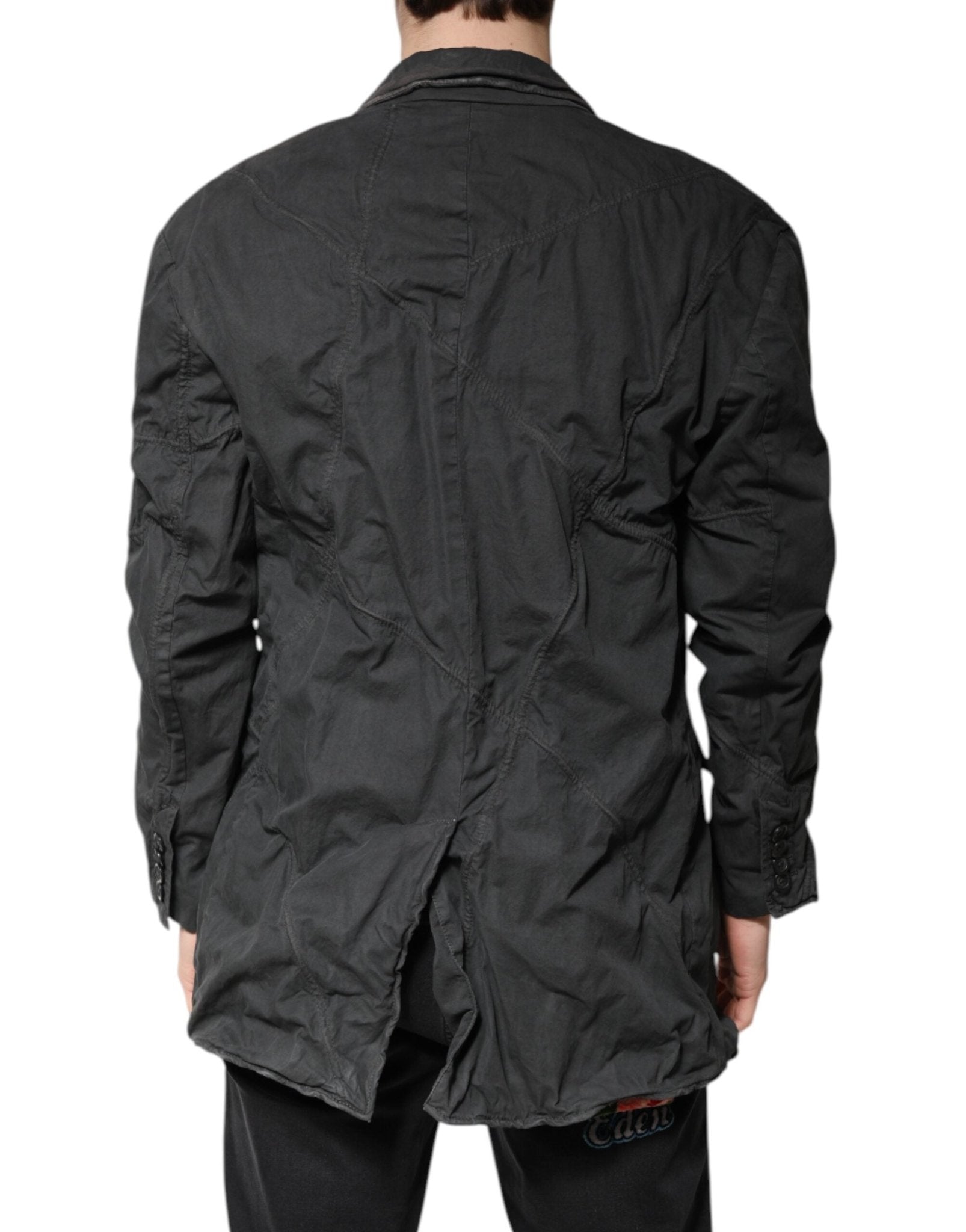 Dolce & Gabbana Black Solid Cotton Collared Coat Jacket - RIMODA