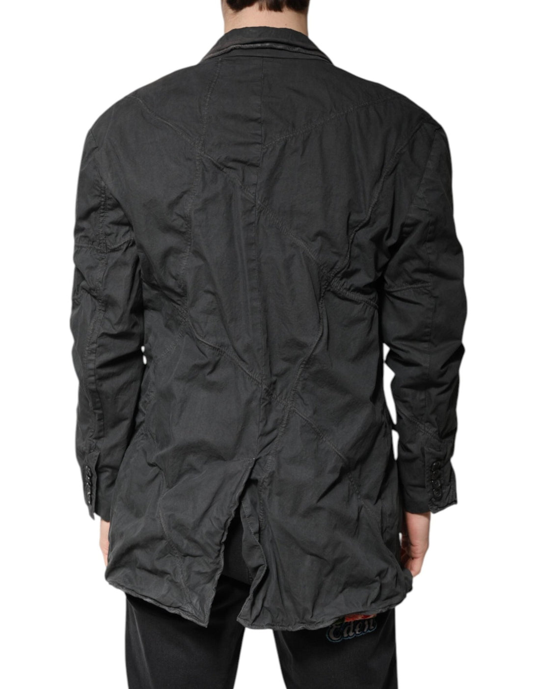 Dolce & Gabbana Black Solid Cotton Collared Coat Jacket - RIMODA