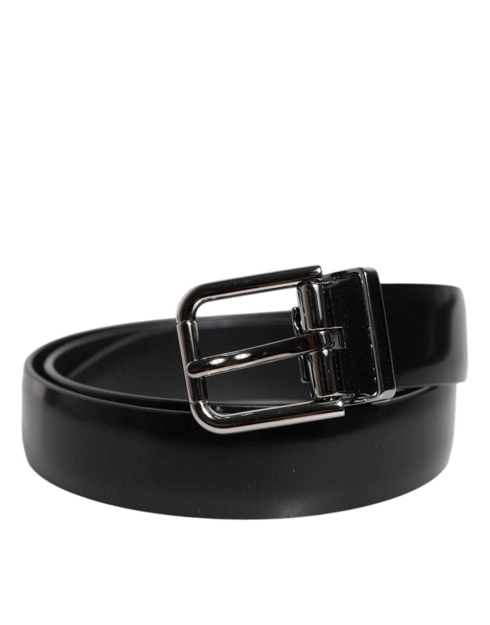 Dolce & Gabbana Black Solid Leather Classic Waist Buckle Belt - RIMODA
