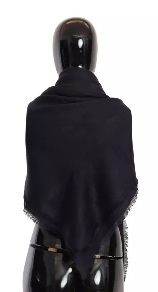 Dolce & Gabbana Black Solid Silk Wool Fringe Wrap Scarf - RIMODA