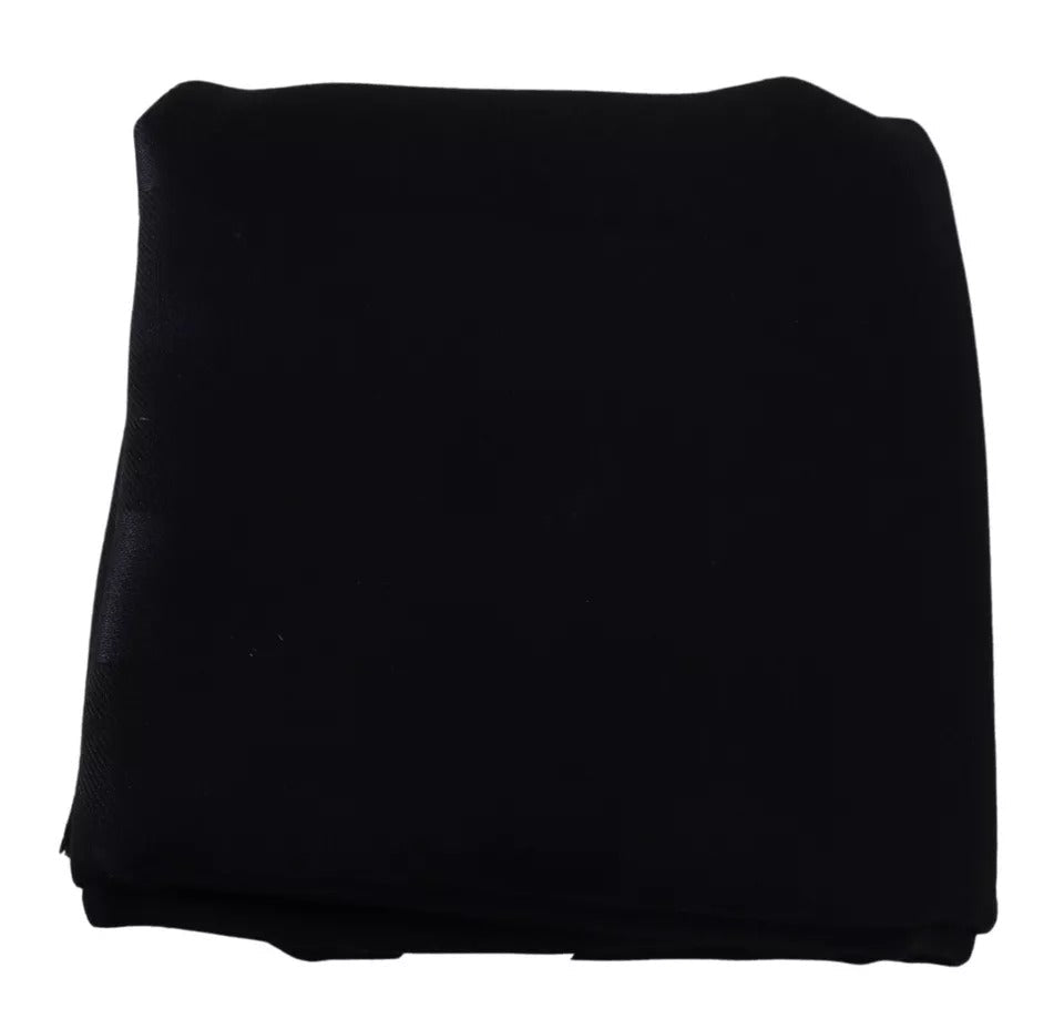 Dolce & Gabbana Black Solid Silk Wool Fringe Wrap Scarf - RIMODA
