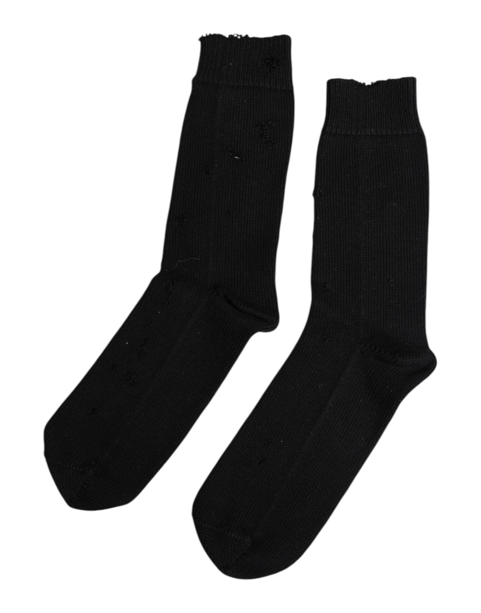 Dolce & Gabbana Black Solid Stretch Mid Calf Men Socks - RIMODA