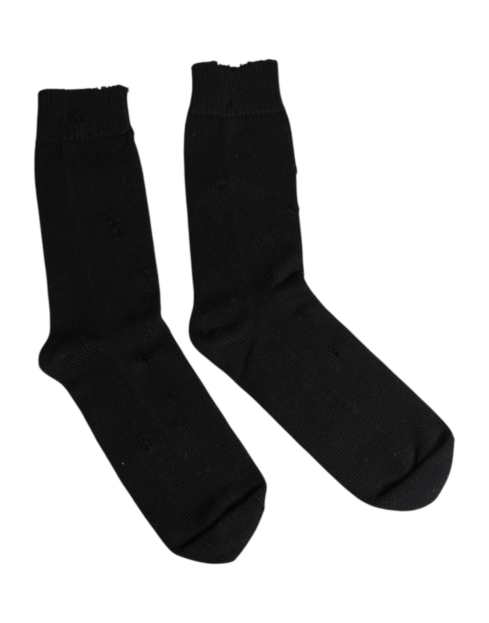 Dolce & Gabbana Black Solid Stretch Mid Calf Men Socks - RIMODA